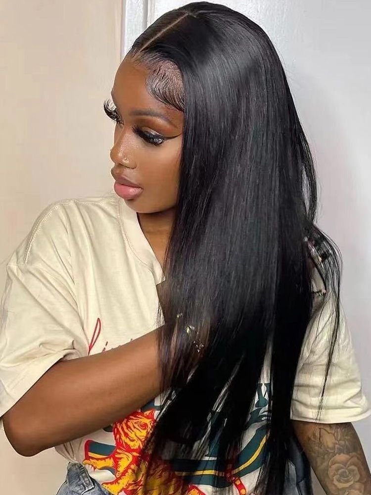 Jet Black Straight T-Part Lace Wig - Image 2