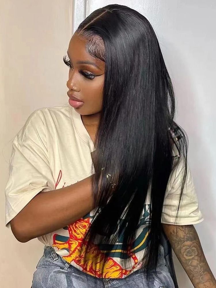 Jet Black Straight T-Part Lace Wig - Image 3